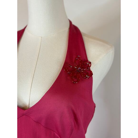 Vintage 70s Disco Dress MNG Womens XL Pink Halterneck Slip Cocktail Barbie Party - Picture 4 of 13